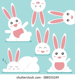 Rabbit emotion. Flat design for business financial marketing banking advertisement office people life property stock fund commercial background in minimal concept cartoon illustration.