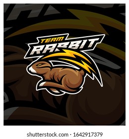 Rabbit Esport gaming mascot logo template Vector. Modern Head Rabbit Logo Vector