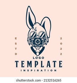 rabbit esport template logo with smoke mask. vector