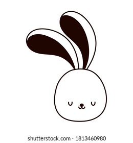 rabbit face animal cartoon isolated icon line style vector illustration