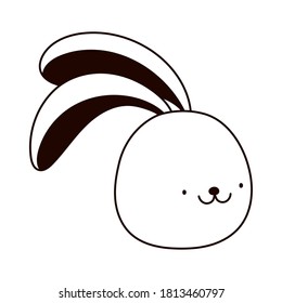rabbit face animal domestic cartoon isolated icon line style vector illustration