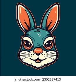 A rabbit face with a blue face vector illustration