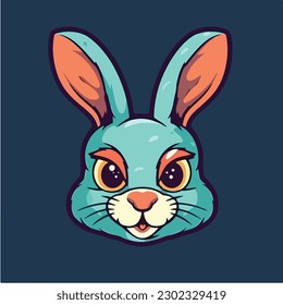 A rabbit face with a blue face vector illustration