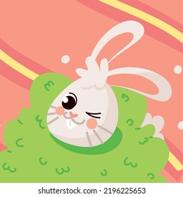 rabbit face in bush design