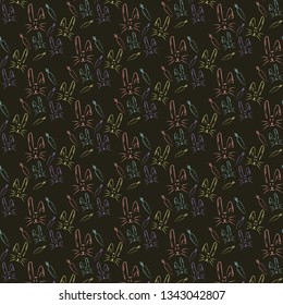 Rabbit face and carrot pattern background, vector eps10