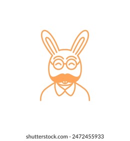 rabbit face cute animal line logo design vector