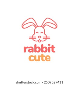 rabbit face cute cartoon line logo design vector
