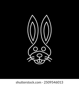coelho rosto bonito desenho animado linha logotipo vetor