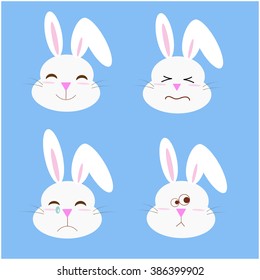 rabbit face with different emotions