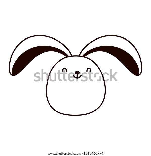 Rabbit Face Ears Animal Cartoon Isolated Stock Vector (Royalty Free ...