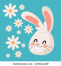 rabbit face flowers cartoon image