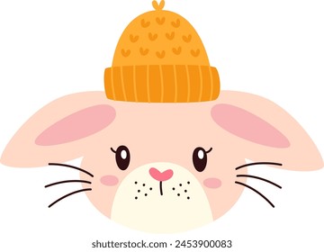 Rabbit Face With Hat Vector Illustration