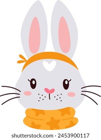 Rabbit Face With Headband Vector Illustration