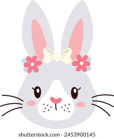 Rabbit Face With Headband Vector Illustration