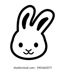 Rabbit face icon isolated on white background