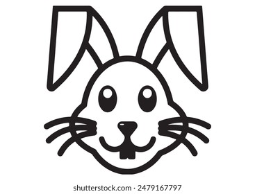 Rabbit Face Icon Vector Flat Design isolated on white Background
