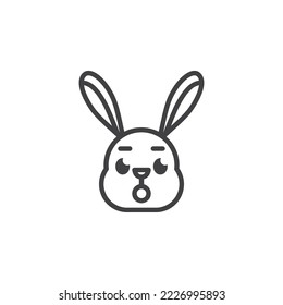 Rabbit face with open mouth emoticon line icon. linear style sign for mobile concept and web design. Shocked bunny face emoji outline vector icon. Symbol, logo illustration. Vector graphics