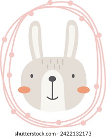 Rabbit Face Portrait Vector Illustration