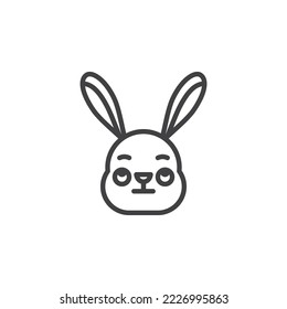 Rabbit Face with Rolling Eyes emoticon line icon. linear style sign for mobile concept and web design. Thinking bunny face emoji outline vector icon. Symbol, logo illustration. Vector graphics