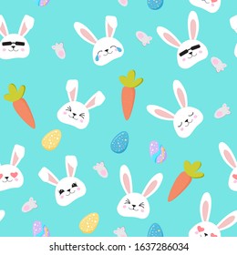 Rabbit face seamless pattern. Easter bunny. Happy bunny. Happy Easter - Vector