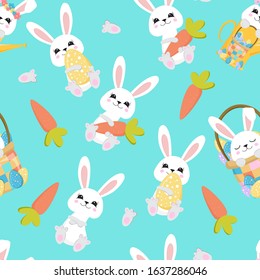 Rabbit face seamless pattern. Easter bunny. Happy bunny. Happy Easter - Vector