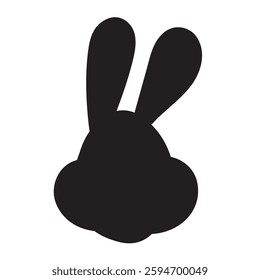 Rabbit face silhouette. Hand drawn design. Illustration.
