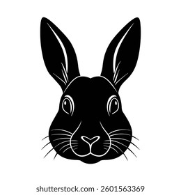 rabbit face silhouette vector illustration on white background