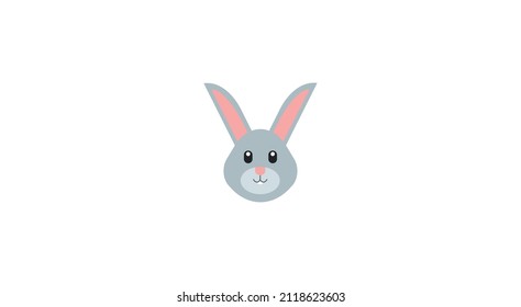 Rabbit face vector emoji. Rabbit Face vector flat icon. Isolated rabbit, easter bunny emoji illustration