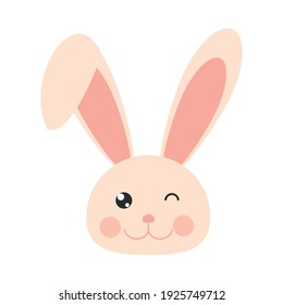 rabbit face wink animal cartoon