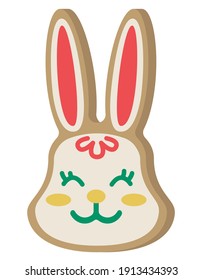 Pan de jengibre en forma de cara de conejo. Trato de Pascua al estilo de las caricaturas