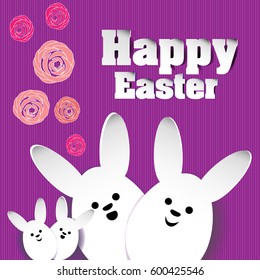 Rabbit family roses happy Easter
