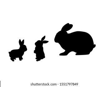 Rabbit family. Silhouettes of animals. Vector illustrator