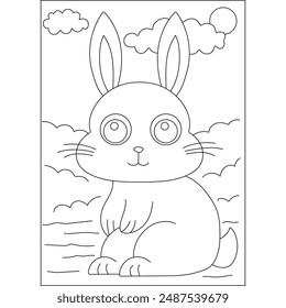 rabbit farm animal coloring book page for kids or grown adults coloring book mindful relaxation activity