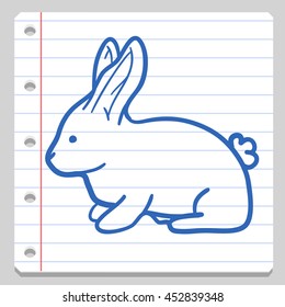 Rabbit Farm Animal Notebook School Doodle Notebook vector illustration sketch.