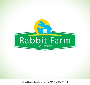 Plantilla de diseño del logotipo de la granja de conejos. Ilustración vectorial.