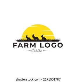rabbit farm logo vector template.