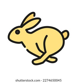 Rabbit filled outline icon. Easter Bunny. Vector Illustration.