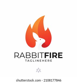 rabbit + fire logo template for company ,business card ,brand and other