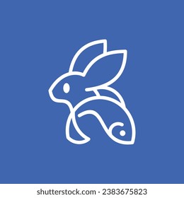 Rabbit Fish Animal Line Modern Logo Design, element graphic illustration template