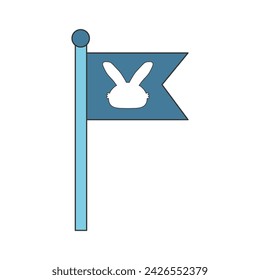 Rabbit flag blue on white background