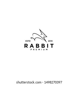 Rabbit Flash Logo vector line outline monoline art icon