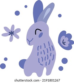 Rabbit Flat Blue Violet Flower