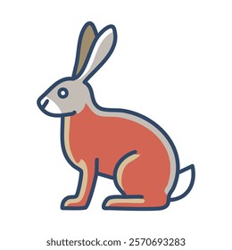 Rabbit flat color icon. Hare isolated vector illustration on white background.