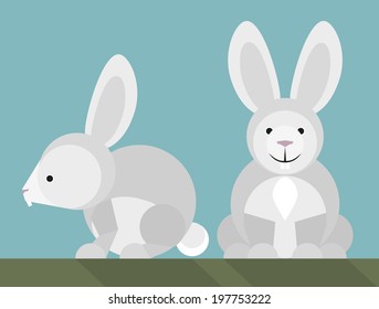 Rabbit - flat design  Simple illustration in the flat style, colors easy to change