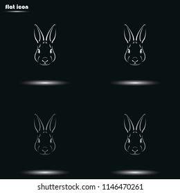 Rabbit flat grayscale vector logo or icon.