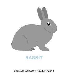 Rabbit flat icon. Colored element sign from wild animals collection. Flat Rabbit icon sign for web design, infographics and more.