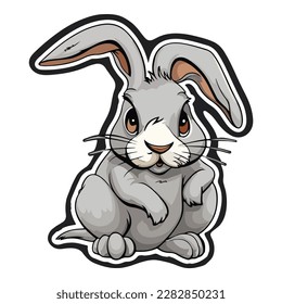 Icono plano de conejo aislado en fondo blanco
