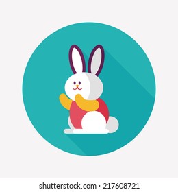 Rabbit flat icon with long shadow,eps 10