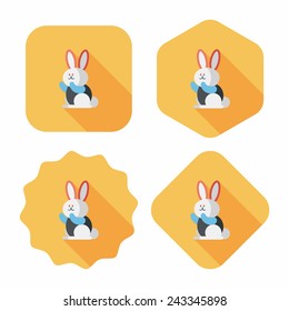 Rabbit flat icon with long shadow,eps 10