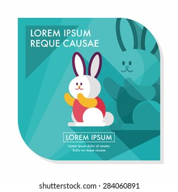 Rabbit flat icon with long shadow,eps 10